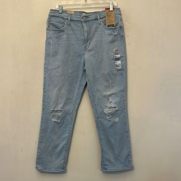 Levi's Denim - Levi’s 724 high rise slim straight cropped distressed jeans Size 14 New